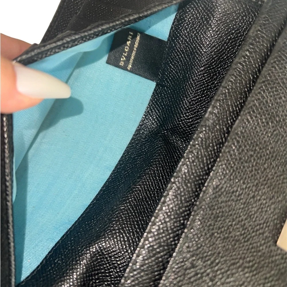 Bulgari Black Leather Continental Wallet